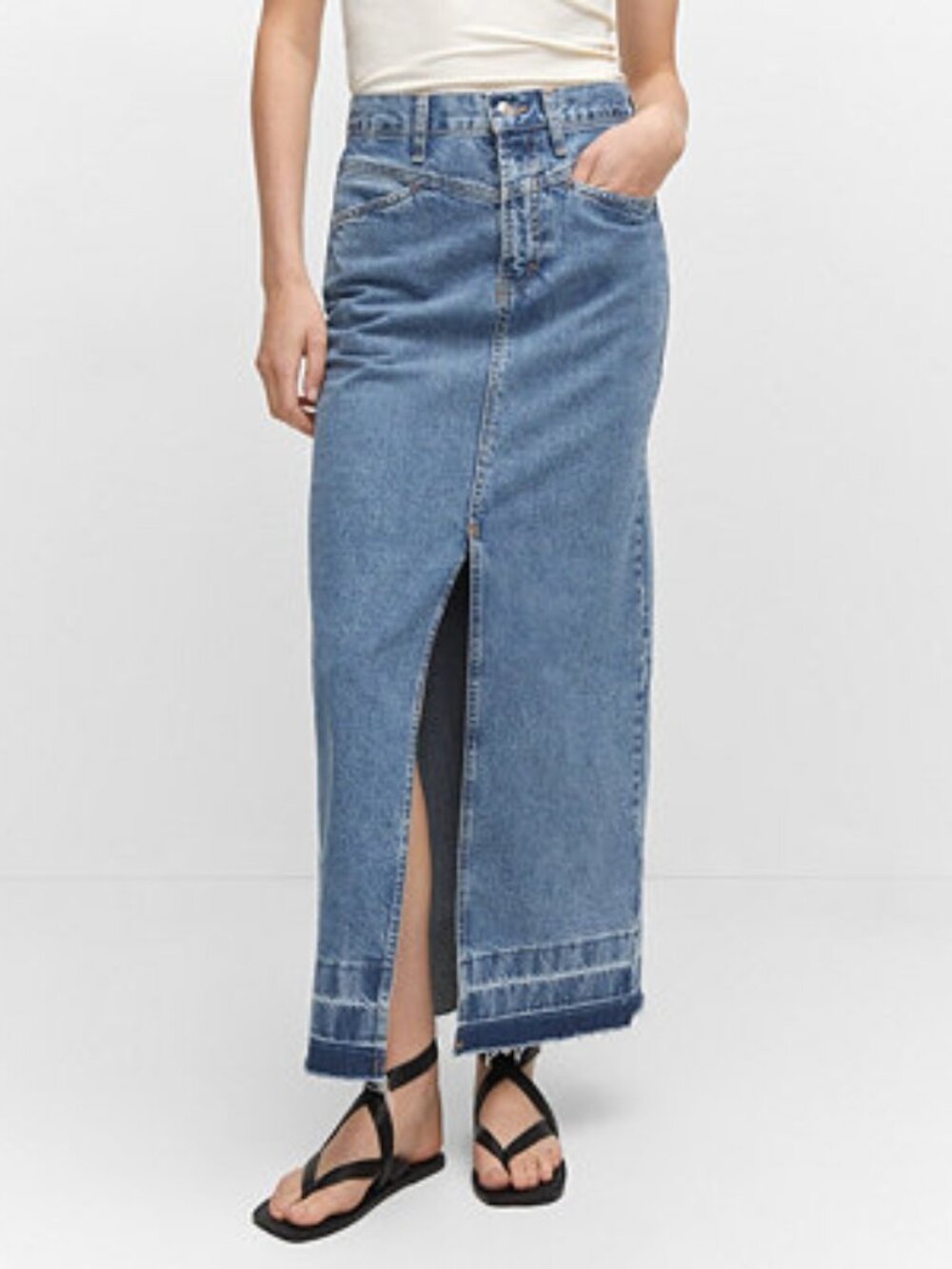 MANGO Women's Denim Long Skirt Size Small